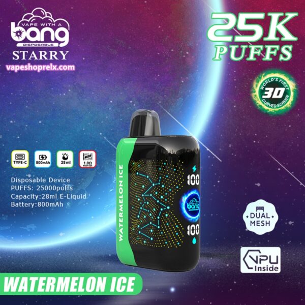 BANGSTARRY 25000 Puffs拋棄式電子煙｜星空風味霧化棒｜全新3D曲面屏幕
